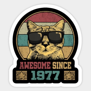 Awesome Since 1977 47th Birthday Gift Cat Lover Sticker